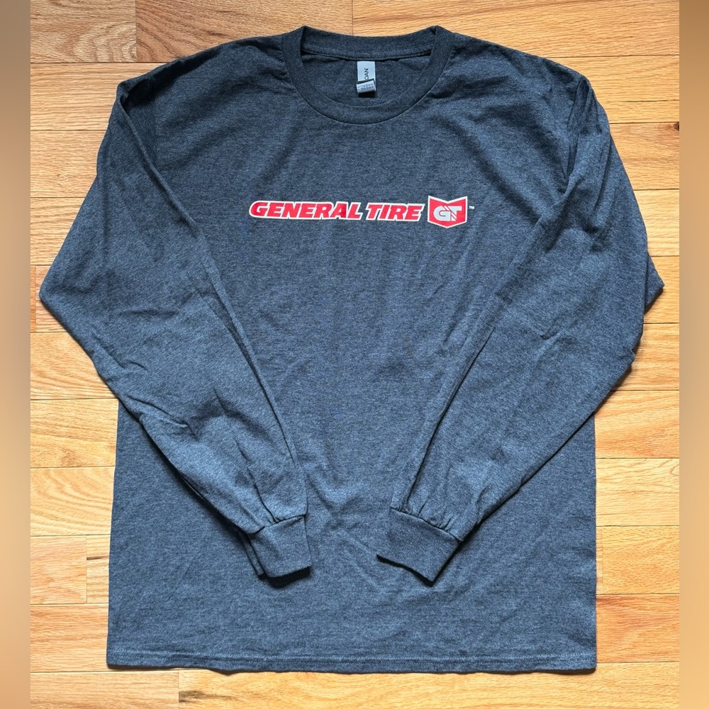 General Tire Men’s Long-sleeve Round Neck Heavy Cotton Gray T-shirt, Size L